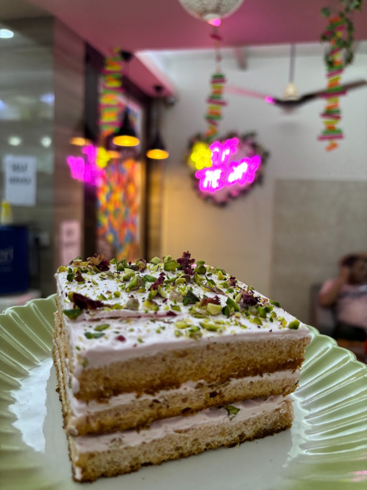 Rose and pistachio cake
